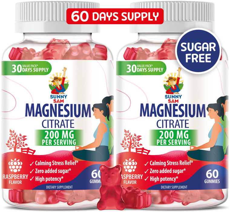 Magnesium Gummies for Kids & Adults - 200mg - Calm Magnesium Chews - Magnesium Citrate Chewable Supplement for Mood & Muscle Support