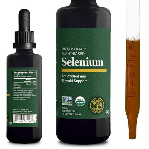 Global Healing Center - Selenium 200mcg, Selenium Supplement Drops with Organic Ingredients, Antioxidants for Thyroid and Immune Support, Non-GMO & G