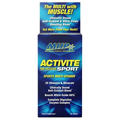 MHP Activite Sport Multi Vitamin, 25 Vitamins and Minerals, Nitric Oxide Booster, Digestive Enzymes, Antioxidants, 120 Tablets