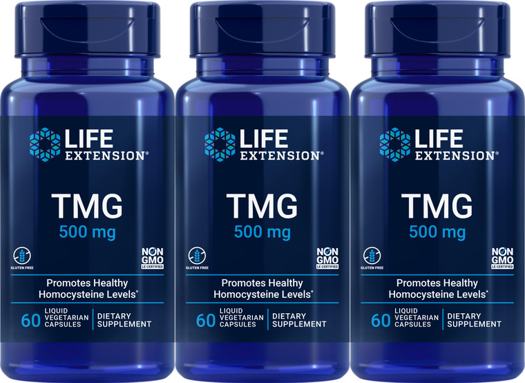 Life Extension TMG Liquid Vegetarian Capsules, 500 mg, 60 Count (Pack of 3)