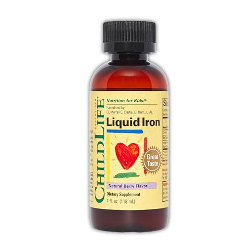 CHILDLIFE ESSENTIALS Liquid Iron for Kids - Iron Supplement Drops for Toddler & Baby, Gluten Free - Natural Berry, 4 Fl Oz