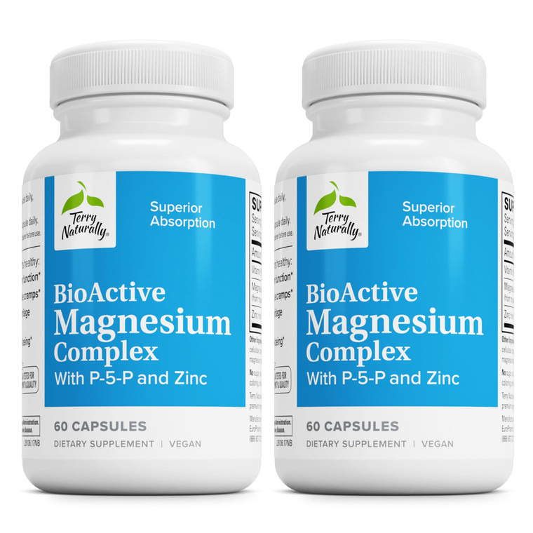 Terry Naturally BioActive Magnesium Complex - Bone & Heart Health Support - Supplement with Vitamin B6, Zinc & Magnesium - Pyridoxal-5-Phosphate Vega