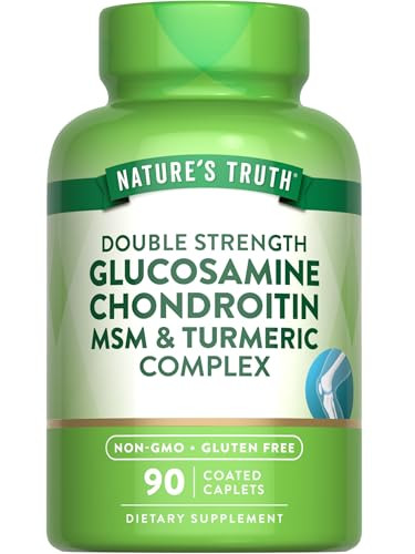 Nature's Truth Glucosamine Chondroitin MSM Complex | 90 Caplets | with Turmeric | Double Strength | Non-GMO & Gluten Free Supplement