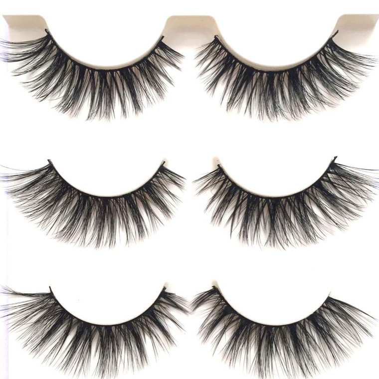 3D False Eyelashes Natural Look Faux Mink EyeLashes Soft Fluffy Wispy Short Lashes Volume Lightweight Handmade Reusable Eyelashes for Makeup