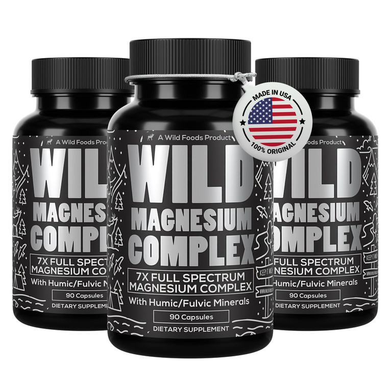 Wild Foods Magnesium Complex Supplement with 7X Forms | High Absorption, Full Spectrum, Easy Digestion | 500mg Glycinate, Bisglycinate, Malate, Orota