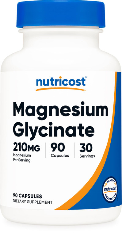 Nutricost Magnesium Glycinate Capsules (90 Capsules, 210 mg Per Serving) - Magnesium Glycinate Supplement for Gentle Absorption