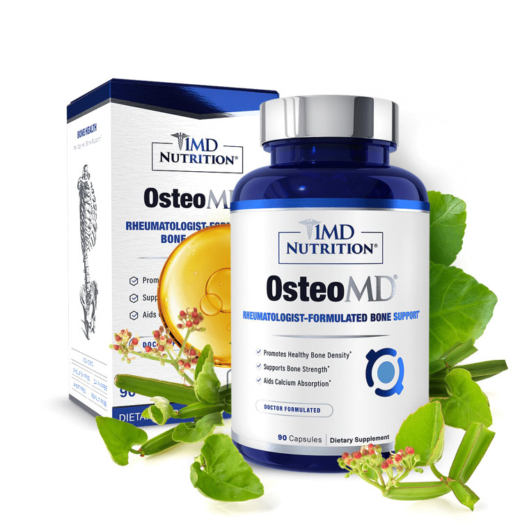 1MD Nutrition OsteoMD for Comprehensive Support - Supplement for Women and Men - Promote Density w/Vitamin D - Hydroxyapatite w/Vitamin D3 & K2-90 Ca