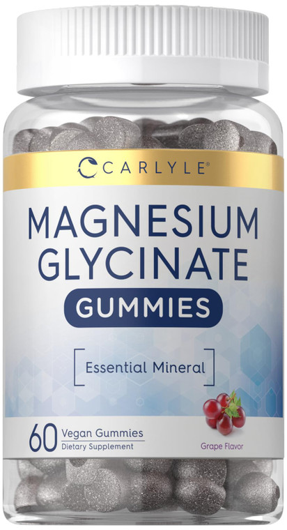 Carlyle Magnesium Glycinate Gummies | 60 Count | Grape Flavor | Vegan, Non-GMO, Gluten Free Supplement