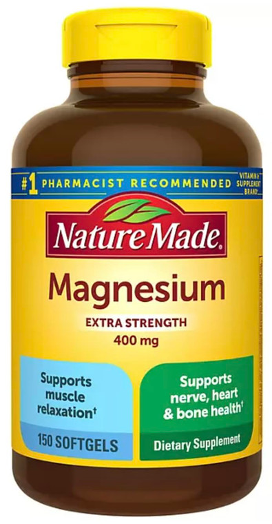 Nature Made High Potency Magnesium 400 mg - 150 Liquid Softgels,(Pack of 2)