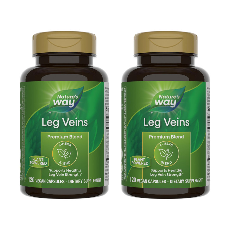 Nature's Way Leg Veins, Supports Healthy Leg Vein Strength*, 6-Herb Blend, With Horse Chestnut Extract, Dandelion, Gluten Free, 120 Vegan Capsules (P