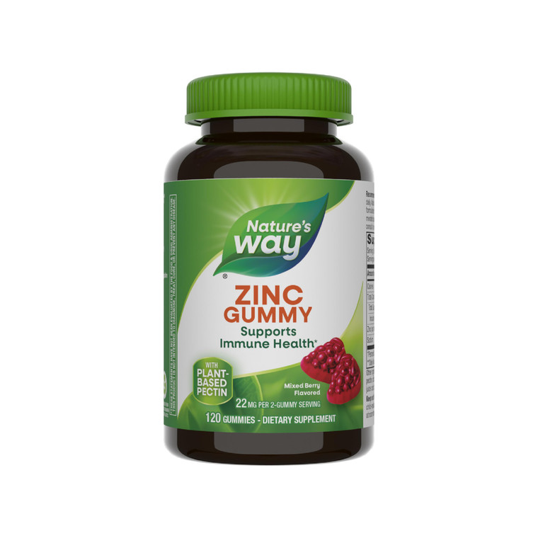 Nature's Way Zinc Gummies, Adult & Kids 9+ Immune Support Gummies*, 100% Daily Value per Serving, Mixed Berry Flavor, 120 Chews