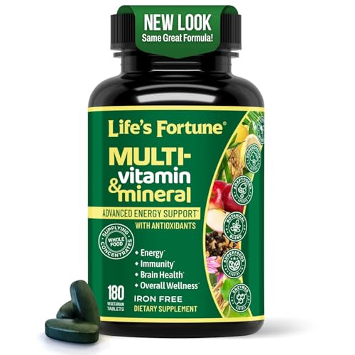 Life's Fortune Multivitamin & Mineral Supplement, Daily Natural Energy Source for Men & Women, with Superfood Greens, Amino Acids, Enzymes, High Pote