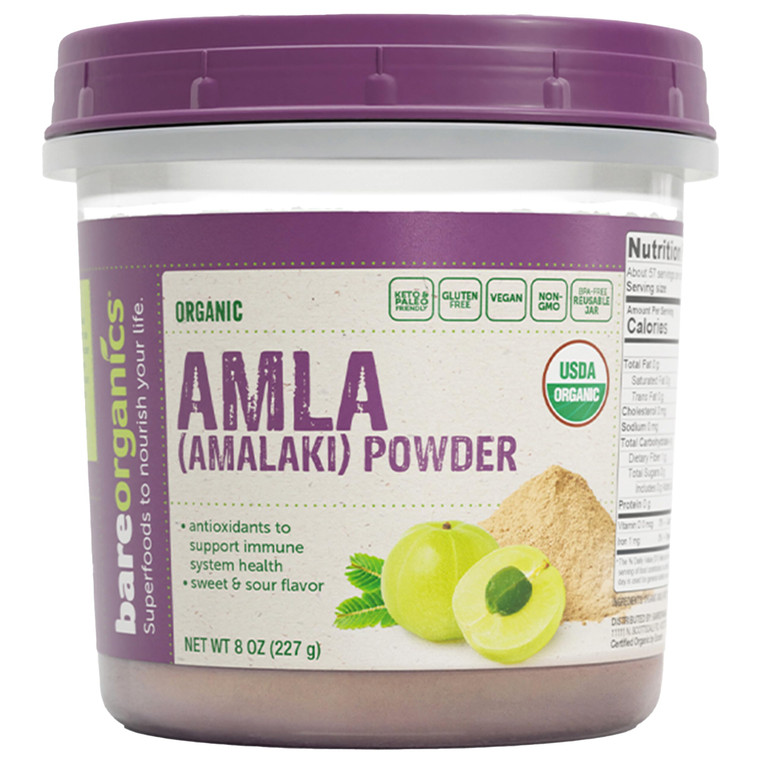 BareOrganics Amla, Indian Gooseberry & Superfood Powder, Dietary Supplement, 8 Oz