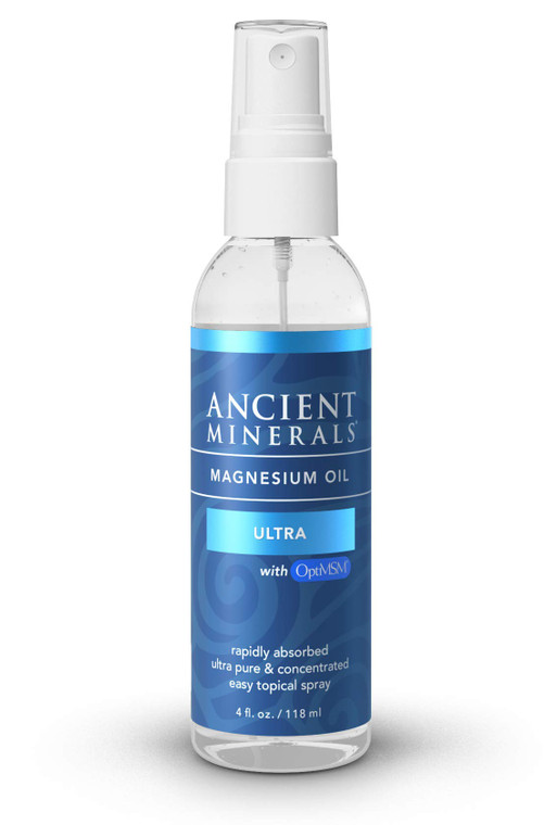 Ancient Minerals Ultra Magnesium Oil Spray with MSM - a Pure Zechstein Topical Magnesium Chloride with The Added Benefits of OptiMSM (4oz)