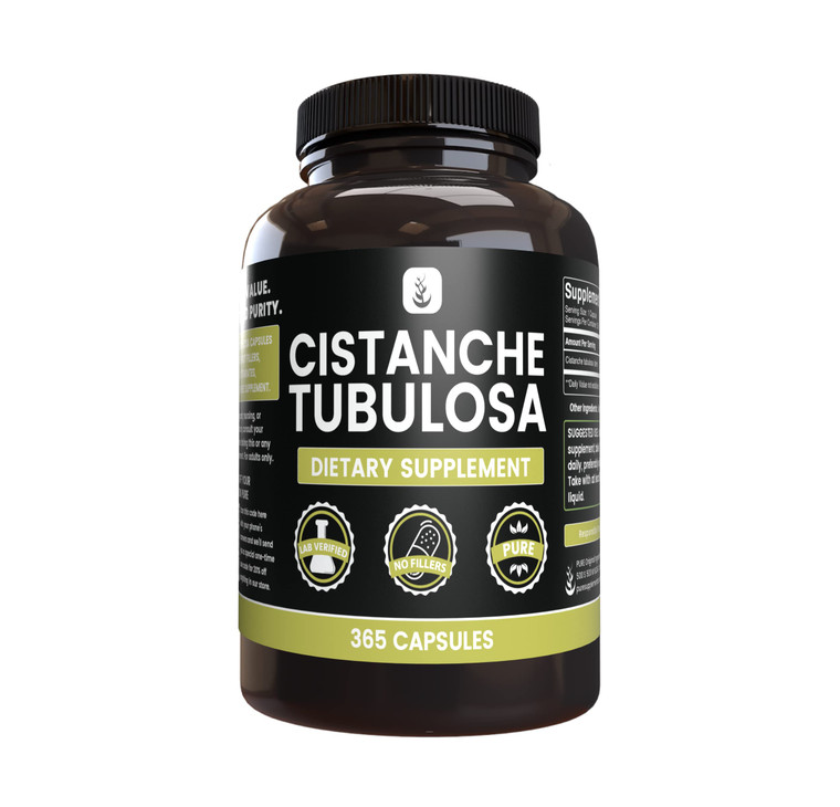 Pure Original Ingredients Cistanche Tubulosa (365 Capsules) No Magnesium Or Rice Fillers, Always Pure, Lab Verified