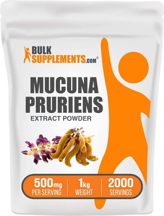 BulkSupplements.com Mucuna Pruriens Extract Powder - Mucuna Pruriens Supplements, Herbal Supplement - Vegan & Gluten Free, 500mg per Serving, 1kg (2.