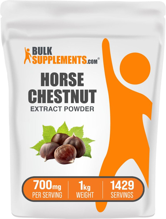 BulkSupplements.com Horse Chestnut Extract Powder - Horse Chestnut Supplement, Herbal Supplement - Gluten Free, 700mg per Serving, 1kg (2.2 lbs) (Pac