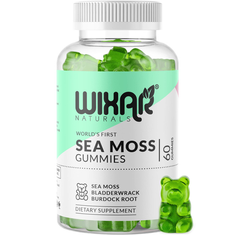 WIXAR NATURALS Sea Moss Gummies - Natural Irish Sea Moss and Bladderwrack with Burdock Gummy - 60 Gummies - Vegan - Healthy Immune, Gut & Overall Wel