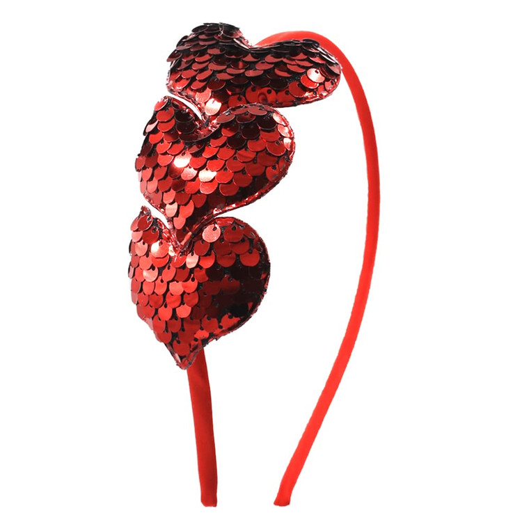 berbo Heart Headbands Glittering Red Heart Headbands Hair Band Valentine's Day Hair Accessories for Women GirlsAdding Sweetness to Your Loved One - 1