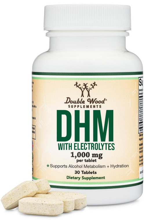 DHM1000 Dihydromyricetin (DHM) Tablets - Most Powerful DHM Supplement on The Market - 1,000mg (30 Count) Enhanced with Electrolytes for Hydration and