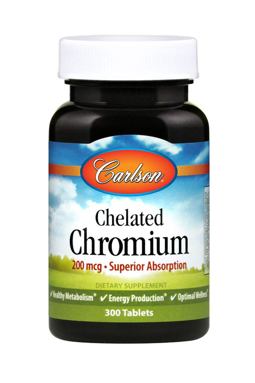 Carlson Chelated Chromium 200 mcg Superior Absorption - Healthy Metabolism Energy Production & Optimal Wellness - 300 Tablets
