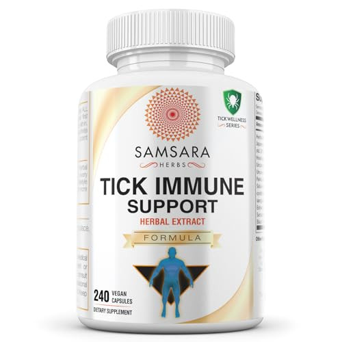 Samsara Herbs Tick Immune Support - Japanese Knotweed, Cats claw, Andrographis, Cryptolepis, Sarsaparilla, Resveratrol, Tick Bite Support 240 Capsule