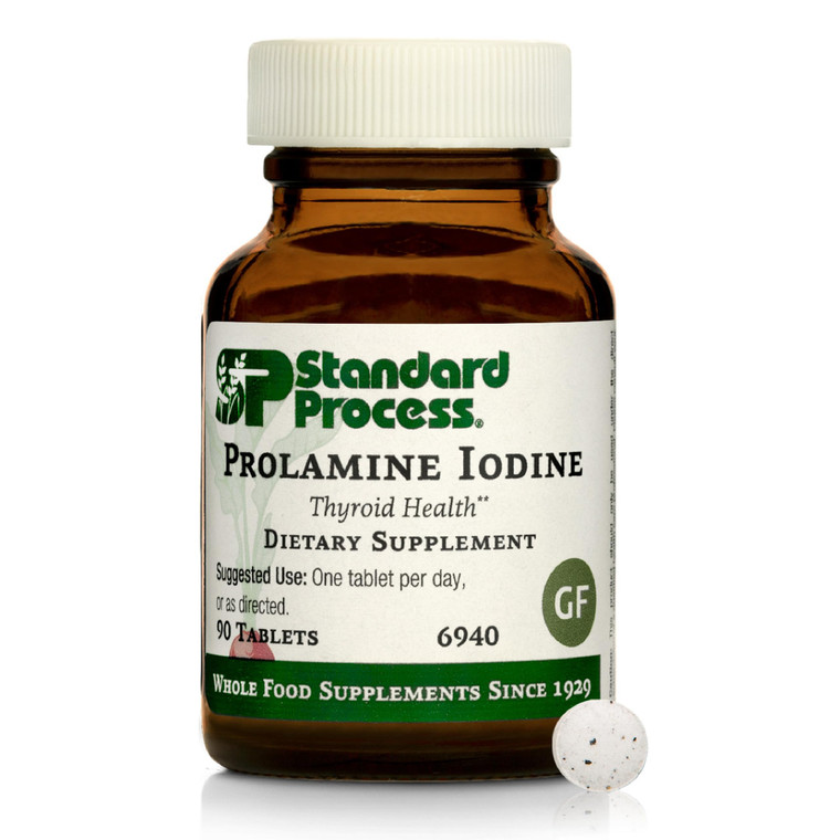 Standard Process Prolamine Iodine - Thyroid Health Supplement - Essential Endocrine Support with Iodine - Gluten-Free, Non-Dairy, & Non-Soy - 90 Tabl