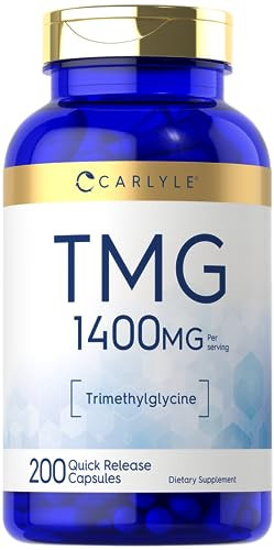 Carlyle TMG Supplement | 1400mg | 200 Trimethylglycine Quick Release Capsules | Non-GMO & Gluten Free