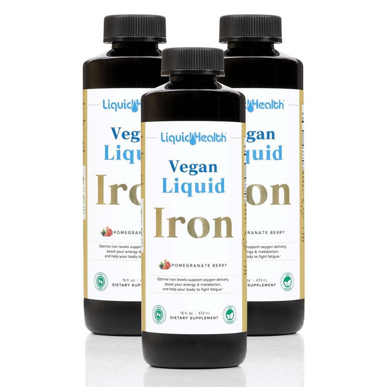 LIQUIDHEALTH Vegan Liquid Iron Supplement with SunActive & Ferrochel Fe - Natural Energy, Immune System & Metabolic Support, Increase Mental Clarity,