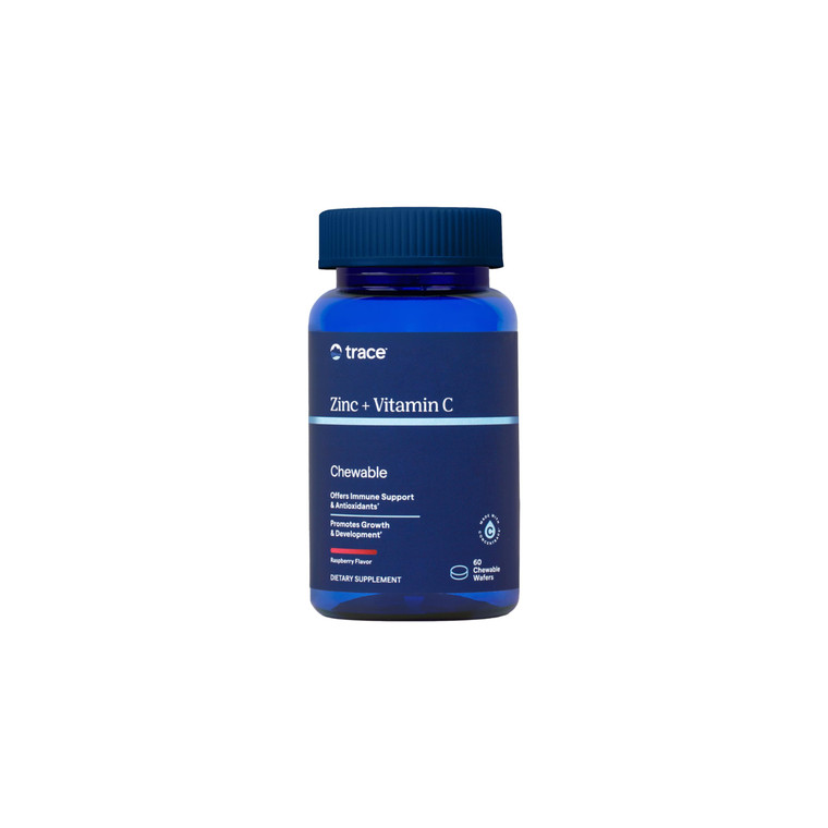 Trace Minerals Zinc + Vitamin C - Chewable Wafers for Immunity & Antioxidant Support - Healthy Development - Enzyme Function - Full Spectrum of Ionic