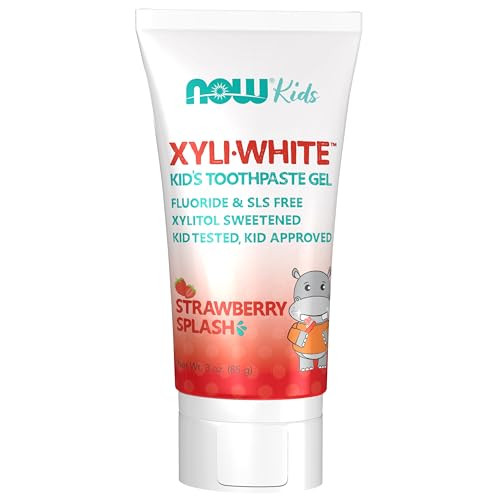 NOW Foods Solutions, Xyliwhite Toothpaste Gel for Kids, Strawberry Splash Flavor, Kid Approved! 3-Ounce, packaging may vary