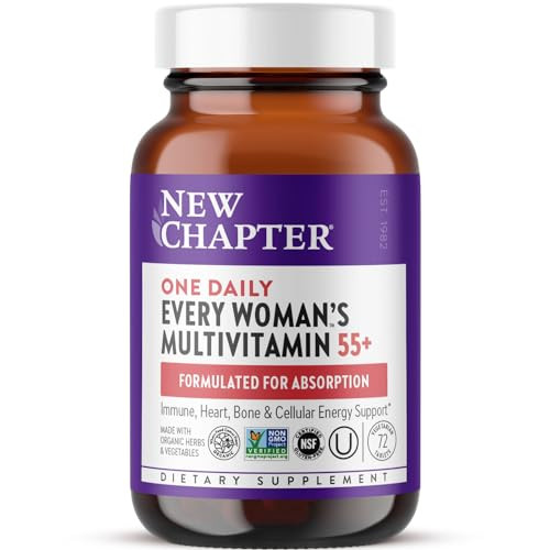 New Chapter Womens Multivitamin 55+, Astaxanthin, B6, B12, D3, Vitamin C & Zinc, Immune, Heart, Cellular Energy, and Bone Support, Gentle on The Sto