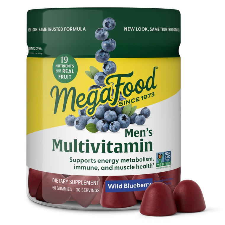Megafood, Multivitamin Mens Wild Blueberry Gummy, 60 Count
