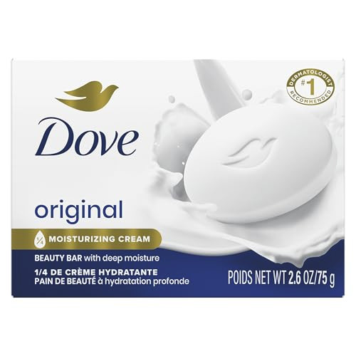 Dove Beauty Bar Soap Original, for Soft, Smooth Skin, with 1/4 Moisturizing Cream 2.6 oz