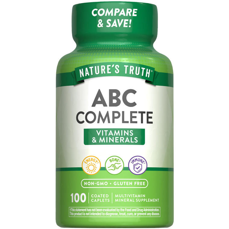 Nature's Truth Adult ABC Complete Multivitamin for Men and Women | 100 Caplets | Non-GMO & Gluten Free