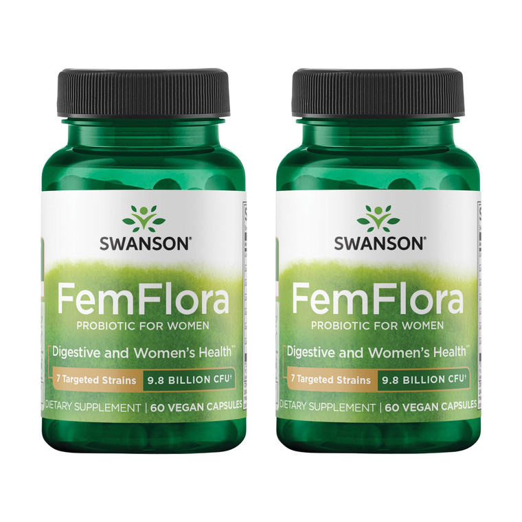Swanson FemFlora - Feminine Probiotic Supplement Supporting Flora of The Mouth, GI Tract, and Vagina - Probiotics for Women with 9 Billion CFU Per Ca