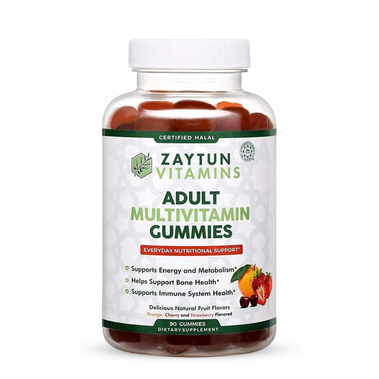 Zaytun Vitamins Halal Adult Multivitamin Gummies for Men, Women, Complete Everyday Nutritional Support with Biotin, Vegan, Natural Fruit Flavors, Non