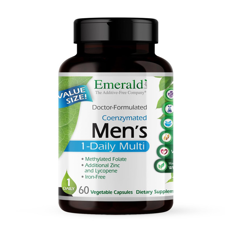 EMERALD LABS Men's 1 Daily Multi - Additive-Free Men's Multivitamin - Includes Lycopene, Zinc, Vitamin D3, & More - Supports Bones, Prostate & Vision