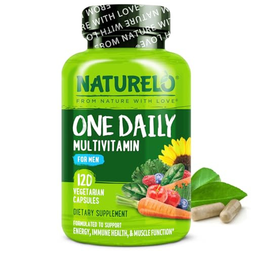 NATURELO Mens Multivitamins - One Daily Multivitamin for Men with Vitamins, Minerals & Organic Whole Foods, Boost Energy & Health, Non-GMO, 120 Veget