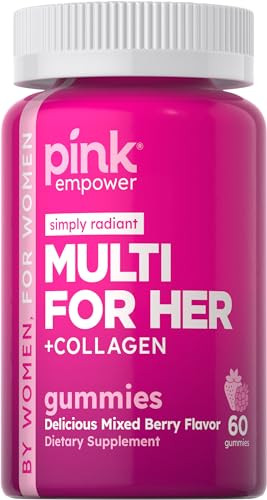PINK Multivitamin Gummies for Women | Non-GMO & Gluten Free | Plus Collagen & Biotin | Mixed Berry Flavor