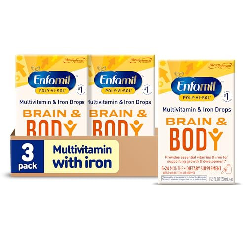 Enfamil Poly-Vi-Sol with Iron Liquid Multivitamin Drops, Supports Growth & Development*, 50mL Bottle? (Pack of 3)