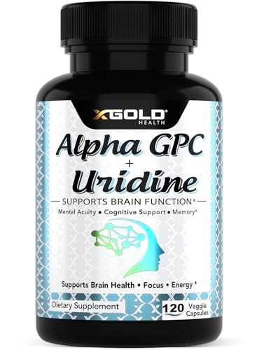 Alpha Gpc + Uridine 900mg  Powerful Nootropic for Boost Focus, Memory, Energy, Mood & Cognitive Performance  120 Vegetarian Capsules