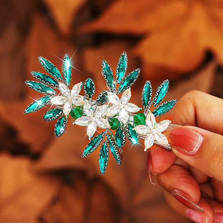 JEAIRTS Rhinestone Wedding Hair Piece Silver Sparkly Crystal Hair Clip Accessories for Women