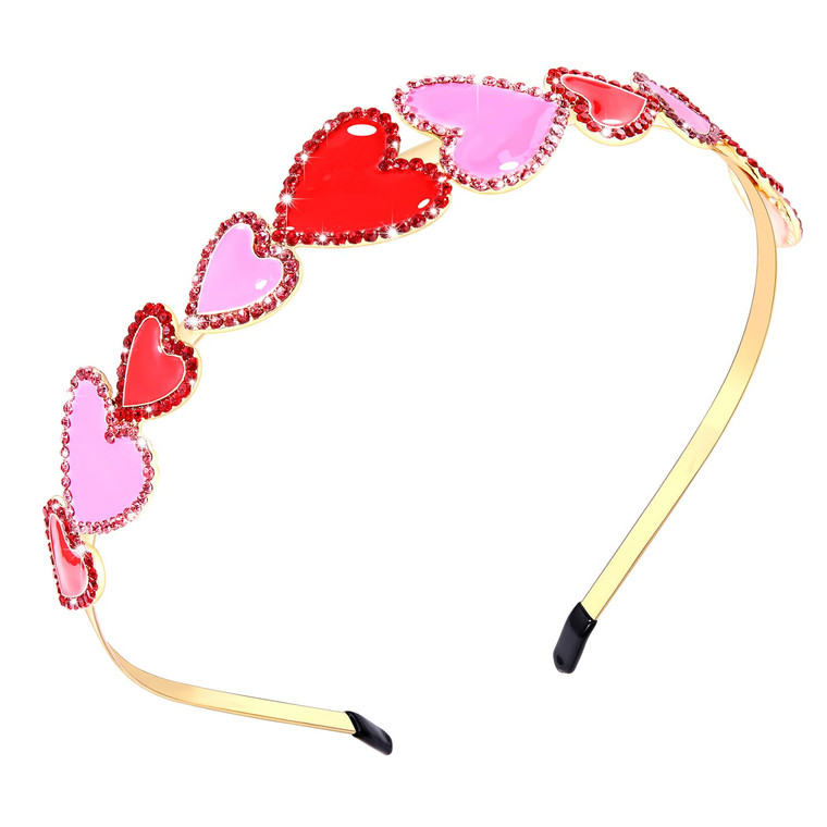 JERTOCLE Valentine's Day Heart Headbands for Women Glitter Rhinestone Headbands Heart Hair Hoops Hair Accessories Hairband Glitter Headwear Gifts (Mi
