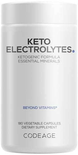 Codeage Keto Electrolytes Supplement  Vegan Electrolyte Tablets w Magnesium, Potassium, Calcium & Salt - Electrolyte Powder Salt Pills & Drink Hydra