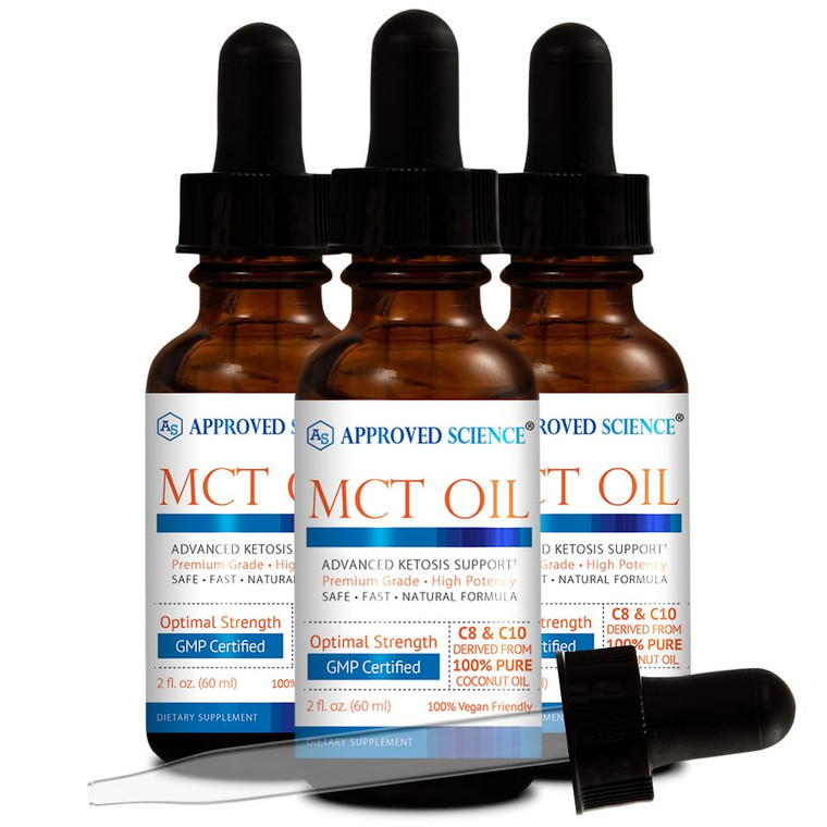 Approved Science® MCT Oil - Pure Medium-Chain Triglyceride (MCT) Oil derived from Coconuts with Caprylic Acid (C8) and Capric Acid (C10) - Vegan, 60