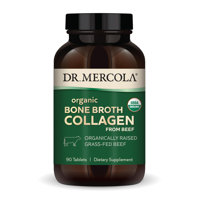 Dr. Mercola Organic Bone Broth Collagen - Supports Skin, Hair & Nails - Organically Raised Grass-Fed Beef - USDA Organic - Non-GMO, Gluten-Free & Soy