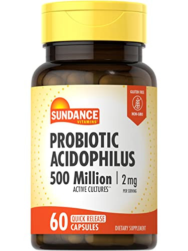 Sundance Probiotic Acidophilus | 500 Million Active Cultures | 60 Quick Release Capsules | Non-GMO, Gluten Free Supplement
