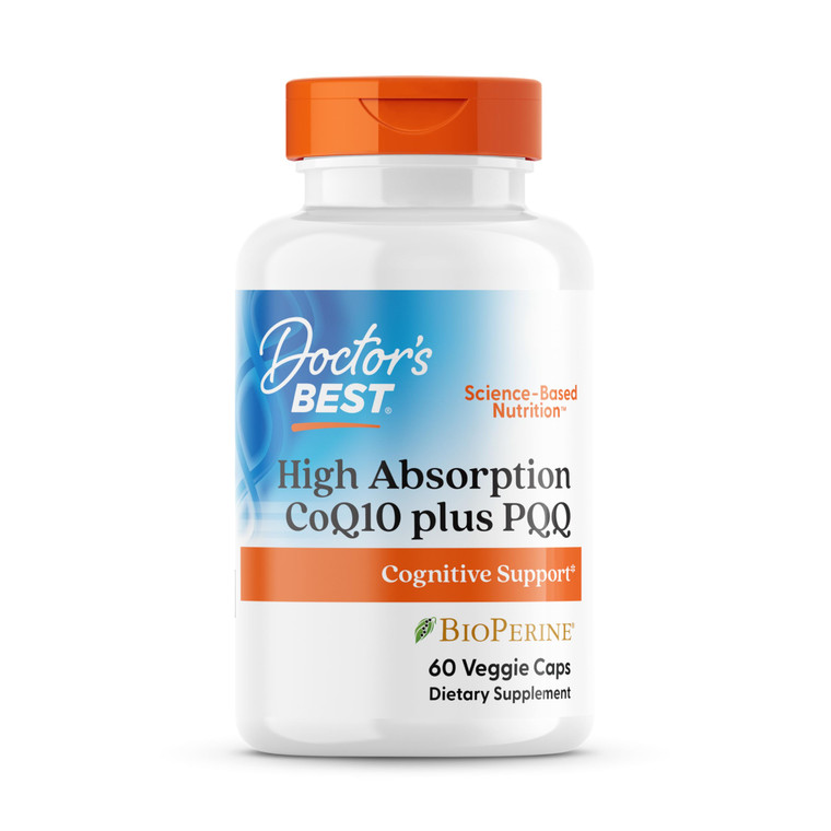 Doctors Best High Absorption CoQ10 Plus PQQ, Cognitive Support, USP Verified, Naturally Fermented CoQ10, Non-GMO, Gluten Free, Soy Free, Vegan 60 Veg