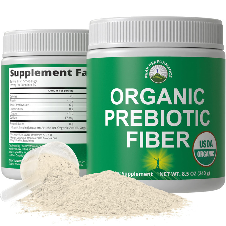 USDA Organic Prebiotic Fiber 3-in-1 Vegan Powder for Gut Health. Raw Whole Food Plant Based Prebiotics Digestive Supplement with Organic Inulin (Jeru